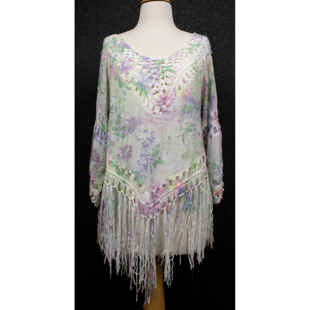 Fairycore‎ Crochet Fringe Top Boho Cottagecore Twee Sheer Women's M / One Size